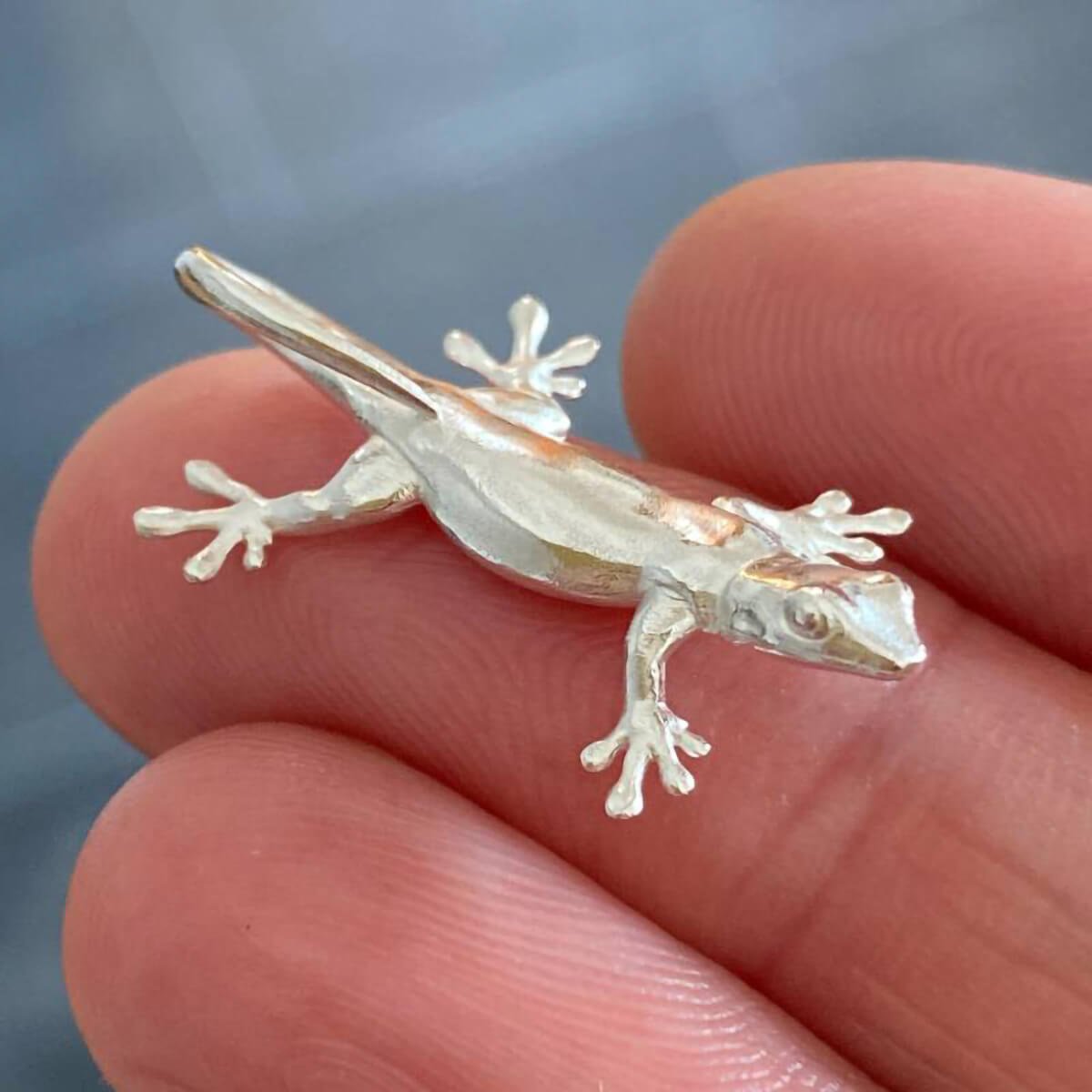 Anhänger Echse Silber, kleiner Silberanhänger Gecko, Salamander