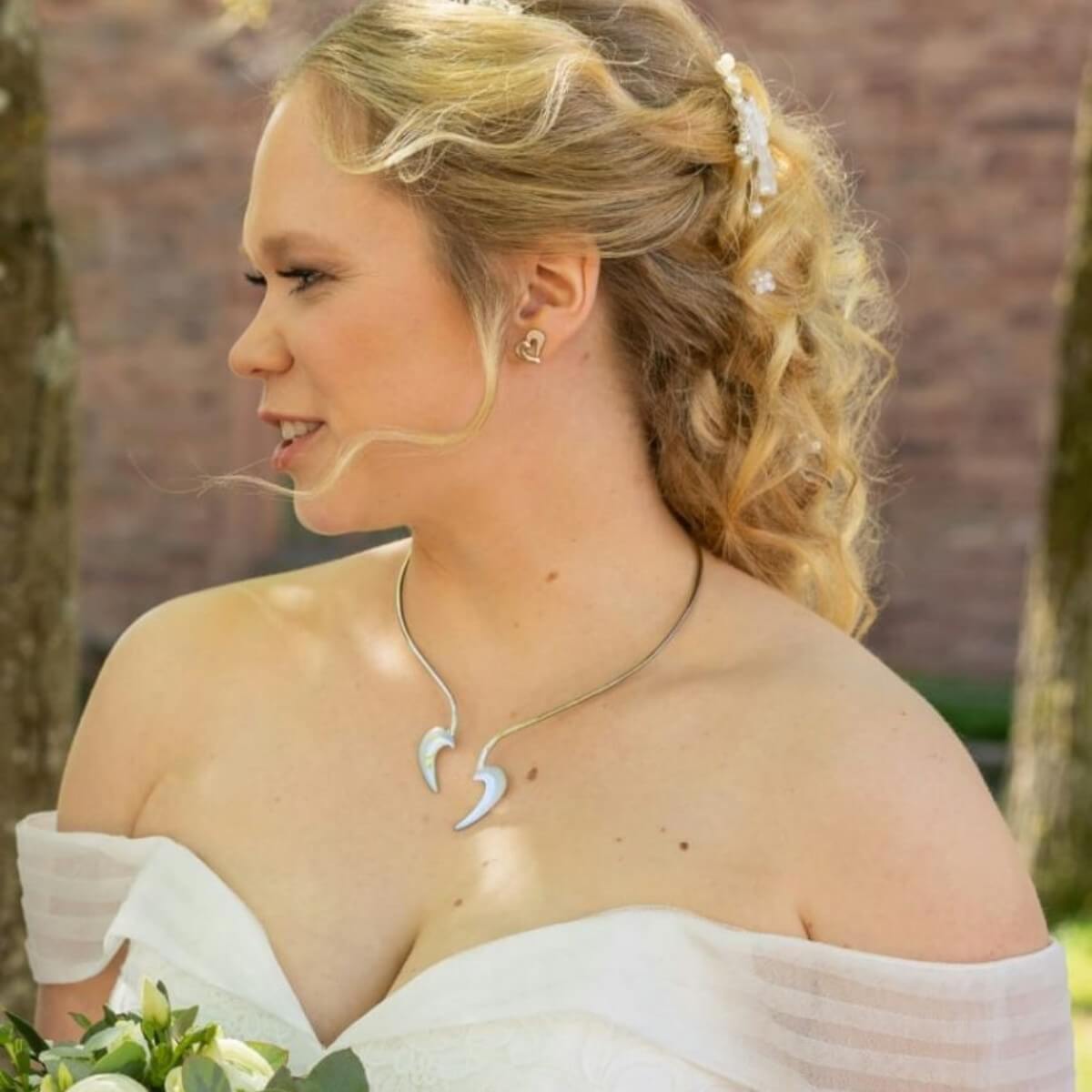 Brautschmuck , Halsreif und Ohrstecker Herz